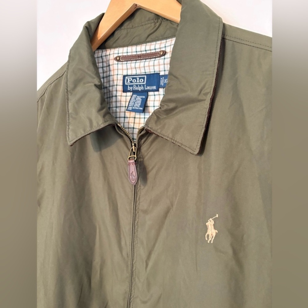 NWOT Vintage Y2K Men’s Polo Ralph Lauren Olive Leather Trim Jacket Size XL sku79 - Picture 3 of 10